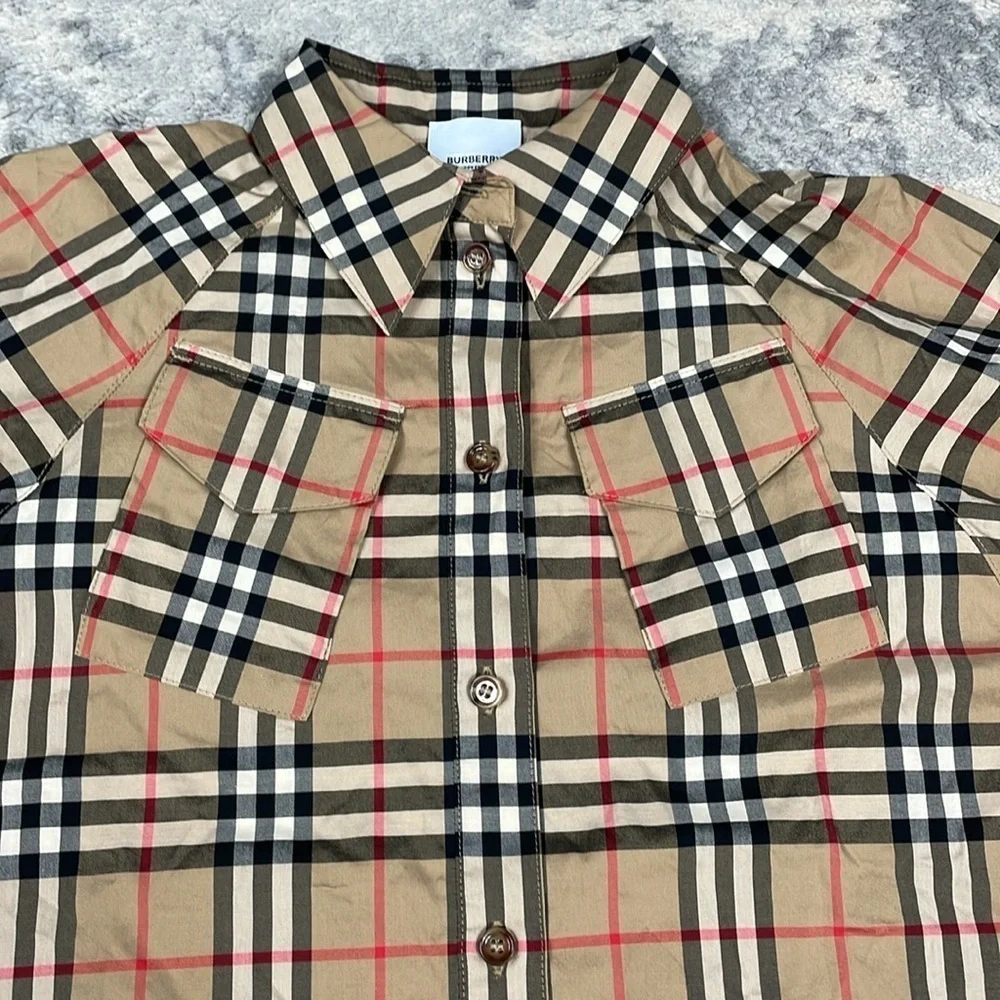 New Burberry London Girls Teigan Archive Check Shirt Dress Nova Plaid